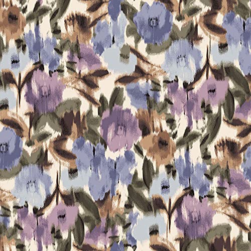 STYLISH FABRIC 147,3 cm breiter bedruckter Hi-Multi-Chiffon-gewaschener Stoff, weiches Material, Bekleidung, Vorhänge, Stirnband, Accessoires, Heimdekoration, Schule und DIY-Projekt, cremefarben von STYLISH FABRIC