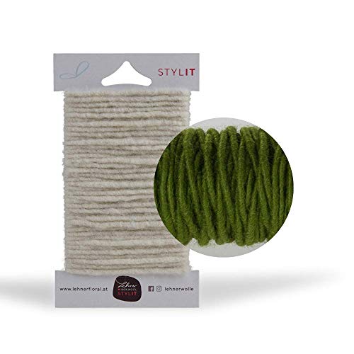 Bastelschnur Grün (+11 Farben) 5 mm x 5 m / DIY-Dekokordel, Bindfaden, Wollkordel aus reiner Wolle / STYLIT von STYLIT