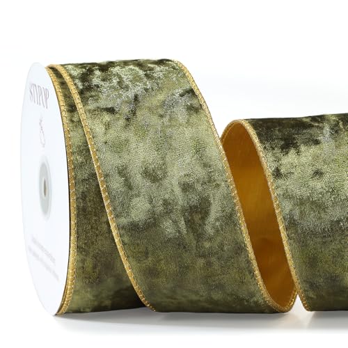 STYPOP Samtband mit Draht (6,3 cm × 13,7 m) – Weihnachtsband für Weihnachtsbaumdekoration/Geschenkverpackung/Bastelkränze von STYPOP