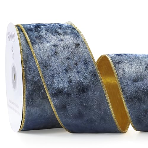 STYPOP Samtband mit Draht (6,3 cm × 13,7 m) – Weihnachtsband für Weihnachtsbaumdekoration/Geschenkverpackung/Bastelkränze von STYPOP