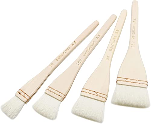 Creative Mark Hake Pinsel-Set, 4 Stück, professionelle weiche weiße Ziegenhaare genäht Pinsel für Waschen, Hintergrundarbeiten, Aquarell und Keramikkeramik Creative Mark Hake Pinsel-Set, 4 Stück, professionelle weiche weiße Ziegenhaare genäht Pinsel für Waschen, Hintergrundarbeiten, Aquarell und Keramikkeramik von STmea