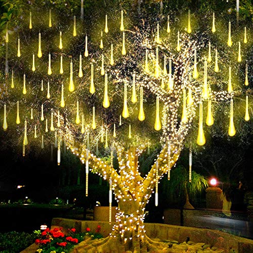 LEDs Meteorschauer Regen Lichter,SUAVER Wasserdichte Solar Licht Garten Lichterketten mit 30cm 10Tube 360LED,dekorative Lichter für Hochzeits Weihnachtsbaum(Warm) von SUAVER