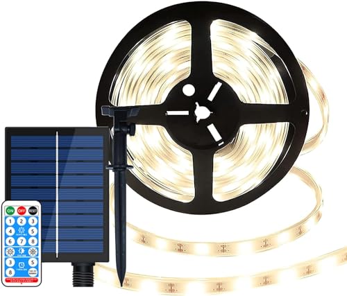 SUAVER 10M 240LED Streifen Solarleuchten, Wasserdicht Flexible LED Strip 8 Modi Lichtschläuche Solar Band Lichterketten mit Fernbedienung Dekoration Außen Innen Weihnachten Hochzeit Party (Warmweiß) SUAVER 10M 240LED Streifen Solarleuchten, Wasserdicht Flexible LED Strip 8 Modi Lichtschläuche Solar Band Lichterketten mit Fernbedienung Dekoration Außen Innen Weihnachten Hochzeit Party (Warmweiß) von SUAVER