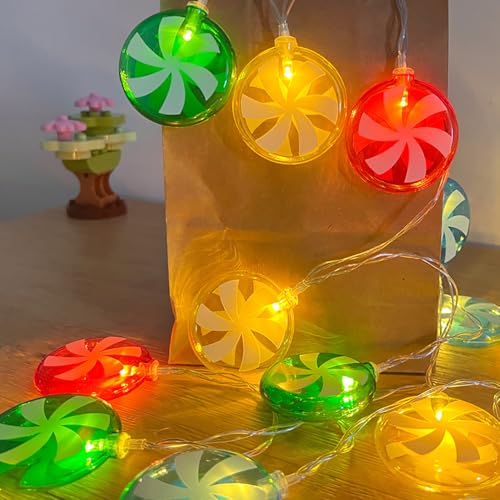 SUAVER Bonbon LED Lichterkette Batteriebetrieben Nachtlicht,Rot Gelb Grün Blau Bonbons Lampe Weihnachtsdekoration für Kinderzimmer,Hochzeit,Party,Innen Deko,Geschenk (2m 10LED) von SUAVER