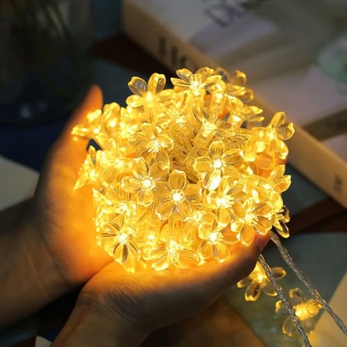 SUAVER Kirschblüte Lichterkette Batterie LED Blume Dekorative Lichter mit 8 Modi Timer,Wasserdichte Glühbirnen mit Fernbedienung für Halloween Weihnachten Innen Draussen Garten (Warmweiß, 3m 20LED) von SUAVER