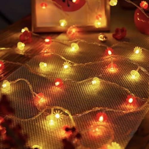 SUAVER LED Laterne Lichterkette Deko Lichter,LED Lampion Batteriebetriebe Mini Laterne String Licht für Zuhause Hochzeit Fenster Baum Party Decor (Rot Gelb, 3m 20LED) von SUAVER