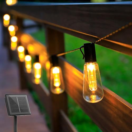 SUAVER Solar-Lichterkette, Solar-Soffitten-Lichter, bruchsichere LED-Leuchtmittel, wasserdichte Außenleuchten, hängende Gartendekoration, Licht für Pavillon, Terrasse, Party, Hochzeitsdekoration (6,5 von SUAVER