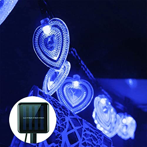 SUAVER Solar Lichterkette Herz Hängeleuchten 20LED Solar herzförmige Lichterkette Wasserdicht Ambiente Beleuchtung 8 Modi für Terrasse Garten Hochzeit Party Valentinstag Dekor (Blau) von SUAVER