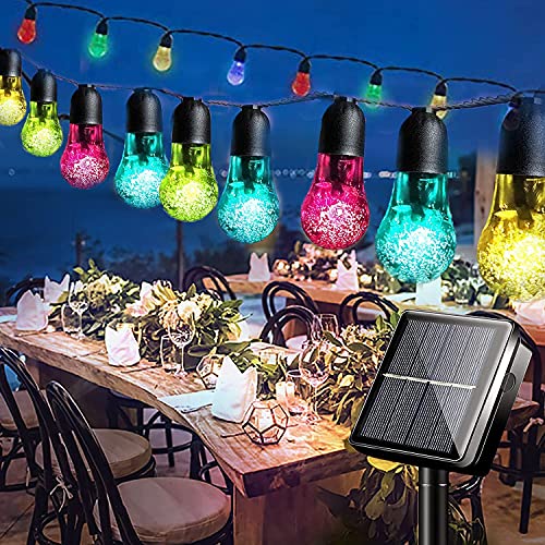 SUAVER Solar Lichterkette für Außen, 8 Modi Solar 30 Glühbirnen Solarleuchten Außen Wasserdicht Kristall Kugeln dekorative Lichter für Gartenzaun,Weihnachten,Party,Terrasse (Mehrfarbig) von SUAVER