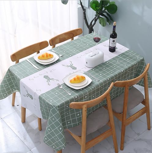 SUAVER Tischdecke, abwischbar, wasserdicht, öldicht, abwischbar, PVC, für Abendessen, Picknick, Tischdecke, Schutz für Küche, Party, Picknick, Terrasse, Garten, Dekor (Hirsch, 137 x 90 cm) von SUAVER