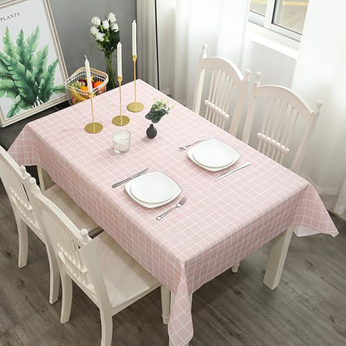 SUAVER Tischdecke, abwischbar, wasserdicht, öldicht, abwischbar, PVC, für Abendessen, Picknick, Tischdecke, Schutz für Küche, Party, Picknick, Terrasse, Garten, Dekor (rosa Gitter, 137 x 90 cm) von SUAVER