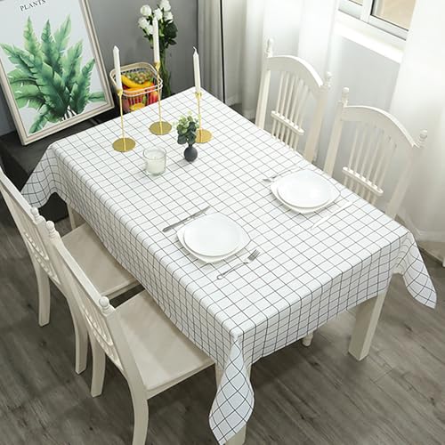 SUAVER Tischdecke, abwischbar, wasserdicht, öldicht, abwischbar, PVC, für Abendessen, Picknick, Tischdecke, Schutz für Küche, Party, Picknick, Terrasse, Garten, Dekor (weißes Gitter, 137 x 90 cm) von SUAVER