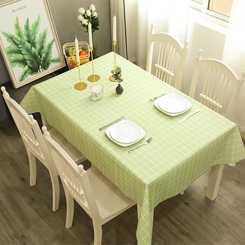 SUAVER Tischdecke, abwischbar, wasserdicht, öldicht, abwischbar, PVC, für Abendessen, Picknick, Tischdecke, Schutz für Küche, Party, Picknick, Terrasse, Garten (grünes Gitter, 137 x 90 cm) von SUAVER