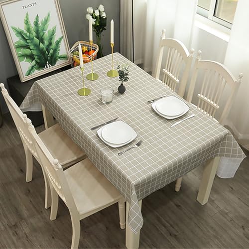 SUAVER Tischdecke, abwischbar, wasserdicht, öldicht, abwischbar, PVC, für Abendessen, Picknick, Tischdecke, Schutz für Küche, Party, Picknick, Terrasse, Gartendekoration (graues Gitter, 137 x 180 cm) von SUAVER