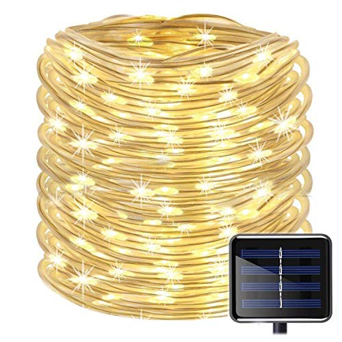 Solar Lichterkette Außen,SUAVER Wasserdicht 72FT 200LED Lichtschlauch Lichterkette,LED Schlauch 8 Modi Röhrenlicht Seil Kupferdraht Lichter für Garten,Pavillon,Hochzeit,Party,Fest Deko(Warmweiß) von SUAVER