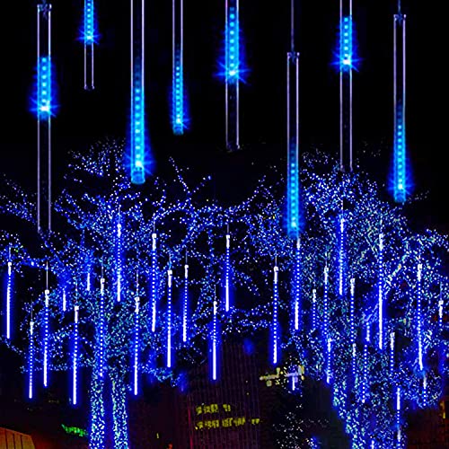 Solarlicht Außen,SUAVER 8 Tubes Meteorschauer Regen Lichter,Solar Weihnachten Lichterkette Wasserdichte 288LEDs Tropfen Lichter für Hochzeit Party Garten Baum Hause Dekoration Außen (Blau) von SUAVER