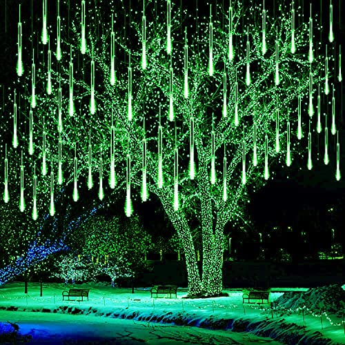 Solarlicht Außen,SUAVER 8 Tubes Meteorschauer Regen Lichter,Solar Weihnachten Lichterkette Wasserdichte 288LEDs Tropfen Lichter für Hochzeit Party Garten Baum Hause Dekoration Außen (Grün) von SUAVER