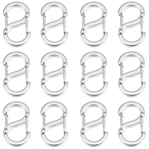 SUBANG Karabinerverschluss mit doppelter Öffnung, Edelstahl, verkürzt für Halskette, Armband, S-Lock-Halskettenverschlüsse und Verschlüsse, Armbandverbinder, Halskettenclip für Schmuckherstellung, 12 von SUBANG
