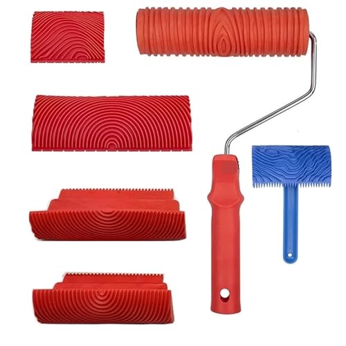 SUBLXPoten Farbroller Set 7-Zoll-Körnungsmalwerkzeug, Holzstruktur-Farbroller, Holzmuster-Werkzeuge for Wand- und Raumkunst, Holzmaserungs-Werkzeugset(Size1) von SUBLXPoten
