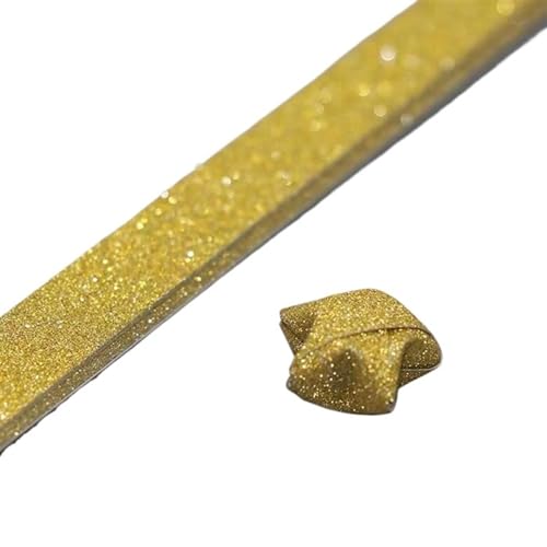 SUBLXPoten Origami Sterne aus Glitzerpapier, Papierstreifen, Glücksstern-Dekoration, Faltpapier, Origami-Handkunst, Heimdekoration (Bright Gold 7packs, 140 Blatt, Rechteckig, Premium Glossy) von SUBLXPoten