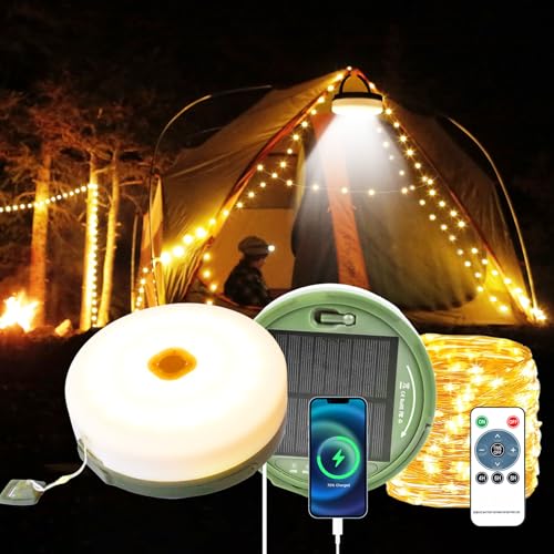 12m Solar Camping Lichterkette Aufrollbar,Solar&USB Aufladung, 150Leds Outdoor Campinglampe Lichterkette mit Fernbedienung,8-Modi Tragbare Camping Lichter für Camping, Hof 12m Solar Camping Lichterkette Aufrollbar,Solar&USB Aufladung, 150Leds Outdoor Campinglampe Lichterkette mit Fernbedienung,8-Modi Tragbare Camping Lichter für Camping, Hof von SUBOSI