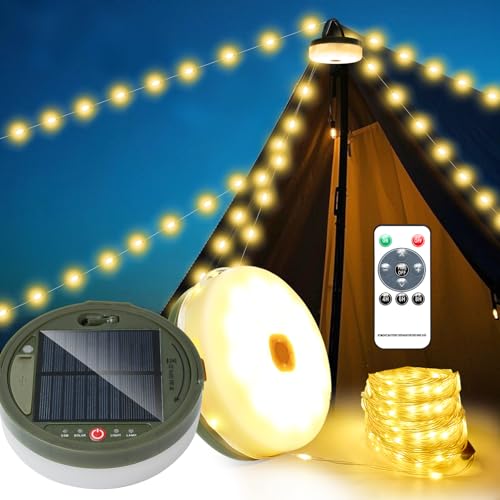 SUBOSI 20m Solar Camping Lichterkette Aufrollbar,Solar&USB Aufladung, 230Leds Outdoor Warmweiß Campinglampe Lichterkette mit Fernbedienung,8-Modi Tragbare Camping Lichter für Camping, Hof SUBOSI 20m Solar Camping Lichterkette Aufrollbar,Solar&USB Aufladung, 230Leds Outdoor Warmweiß Campinglampe Lichterkette mit Fernbedienung,8-Modi Tragbare Camping Lichter für Camping, Hof von SUBOSI