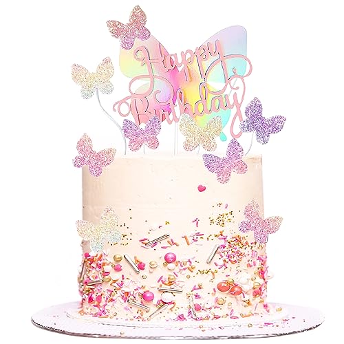 16 Stück Schmetterlings-Kuchendekorationen, Schmetterlings-Kuchenaufsatz, bunte Schmetterlings-Kuchenaufsätze, Farbverlauf, Pailletten, Schmetterling, Cupcake-Aufsatz für Mädchen, Geburtstag (Rosa) 16 Stück Schmetterlings-Kuchendekorationen, Schmetterlings-Kuchenaufsatz, bunte Schmetterlings-Kuchenaufsätze, Farbverlauf, Pailletten, Schmetterling, Cupcake-Aufsatz für Mädchen, Geburtstag (Rosa) von SUBTAVIK