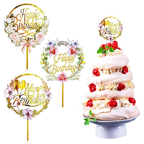3 Stück Happy Birthday Cake Topper, Geburtstagstortenaufsätze, Geburtstagstortenaufsätze mit mehreren Mustern, Geburtstagstortendekorationen für Geburtstagstortendekoration, Party… von SUBTAVIK