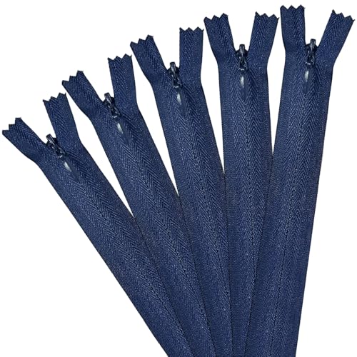 5 Stück unsichtbare Reißverschlüsse, 40 cm, Nylon-Reißverschlüsse zum Nähen, verdeckter Reißverschluss für Nähzubehör, Kissen, Röcke, Hosen, Kleidersäcke (Marineblau) von SUBTAVIK