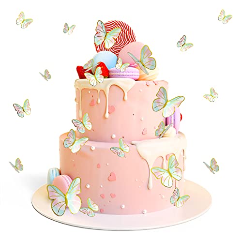 Packung mit 30 Schmetterlings-Kuchenaufsätzen Schmetterlings-Cupcake-Aufsätzen Glitzernder 3D-Schmetterlings-Kuchenaufsatz Mehrfarbige Schmetterlingsaufsätze Gemischte Größen von SUBTAVIK