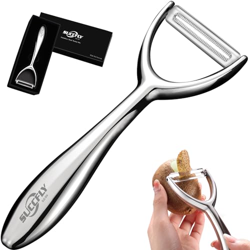 SUCCFLY Gemüseschäler aus Edelstahl, Premium-Kartoffelschäler für Küche, Gemüsefruchtschäler, Apfel-Karotten-Gurkenschäler, ultrascharfe Drehklinge, robuster ergonomischer Griff SUCCFLY Gemüseschäler aus Edelstahl, Premium-Kartoffelschäler für Küche, Gemüsefruchtschäler, Apfel-Karotten-Gurkenschäler, ultrascharfe Drehklinge, robuster ergonomischer Griff von SUCCFLY