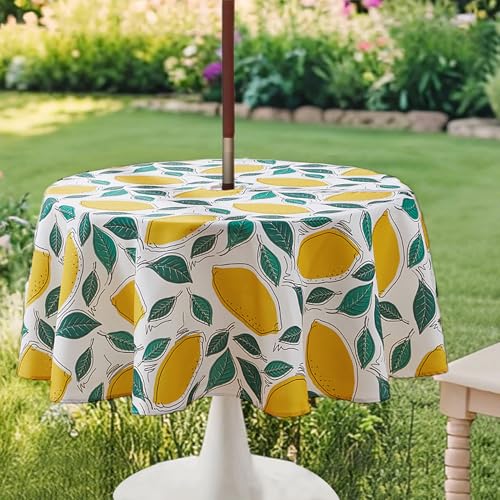 SUCHDECO Runde Tischdecke für den Außenbereich, 150 cm, abwischbar, wasserdicht, Blumenmuster, Tischdecke mit Sonnenschirmloch und Reißverschluss, abwischbare Tischdecken für Gartentisch, Terrasse SUCHDECO Runde Tischdecke für den Außenbereich, 150 cm, abwischbar, wasserdicht, Blumenmuster, Tischdecke mit Sonnenschirmloch und Reißverschluss, abwischbare Tischdecken für Gartentisch, Terrasse von SUCHDECO
