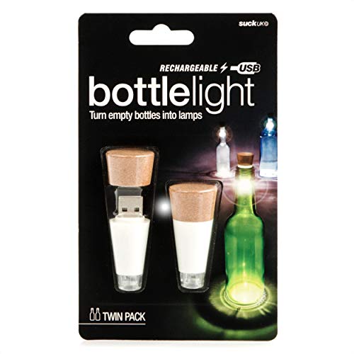 Suck UK Official Rechargeable USB LED Bottle Light / Aufladbares USB LED Flaschen-Licht – wiederverwendbare / Dekoration für Heim und Garten - Doppelpack von SUCK UK