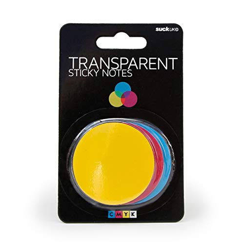 Suck UK Transparente CMYK Haftnotizen | Selbstklebender Notizblock in leuchtender Farbe | Cyan/Magenta/Gelb/Schwarz | Aufeinanderlegen, um die Farben des Regenbogens zu erhalten von SUCK UK