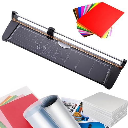 Manueller Papierschneider A2/A3/A4, Papierschneider aus Metall, A2-Rotationspapierschneider mit Skalenlinien, Schnittbreite 31,8 cm - 60 cm, schneidet 10 Blätter for Bastelpapier, Karton, Fotos(A2) von SUCRFXJ