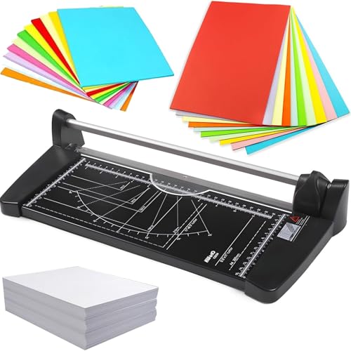 Manueller Papierschneider A2/A3/A4, Papierschneider aus Metall, A2-Rotationspapierschneider mit Skalenlinien, Schnittbreite 31,8 cm - 60 cm, schneidet 10 Blätter for Bastelpapier, Karton, Fotos(A4) von SUCRFXJ