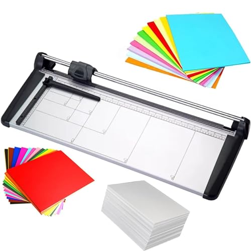 Manueller Papierschneider aus Metall, A2/A3/A4 Rotations-Papierschneider mit Positionierungslineal, 36 cm/48 cm/67 cm Schnittbreite, 15 Blatt Kapazität for Papier, Fotos, Etiketten, Karten(A2) von SUCRFXJ