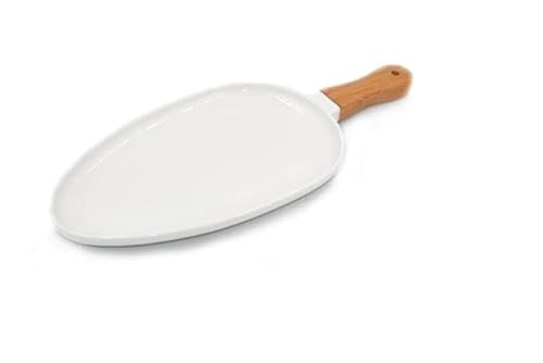 Schaufel aus Porzellan mit Griff aus Holz, oval weiß, 26 cm von SUD IMPORT