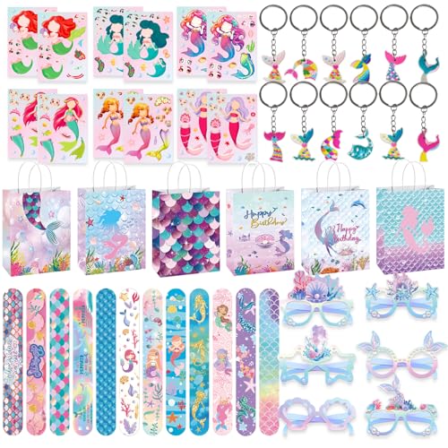60 Stück Meerjungfrau Party Set, Meerjungfrau Geschenktasche Armband Schlüsselanhänger Brille Gesichtstauschaufkleber, Meerjungfrau Party Favors, für Gastgeschenk Kindergeburtstag, Meerjungfrau Party 60 Stück Meerjungfrau Party Set, Meerjungfrau Geschenktasche Armband Schlüsselanhänger Brille Gesichtstauschaufkleber, Meerjungfrau Party Favors, für Gastgeschenk Kindergeburtstag, Meerjungfrau Party von SUEHBEXF