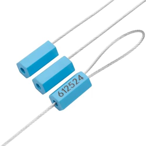 SUEPON Sicherheitskabel-Drahtsiegel, nummerierte Sicherheitsetiketten für LKW, Anhänger, Ladung, Container, Blau, 200 Stück von SUEPON
