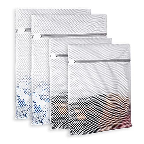 Extra großer Wäschesack mit Wabenmuster, 125 g/m², Netzstoff, langlebig und wiederverwendbar, zartes Waschbeutel, Reise-Organisationstasche für Dessous, Badetuch, Socken (Set von 4 (2L + 2XL)) von SUERIV