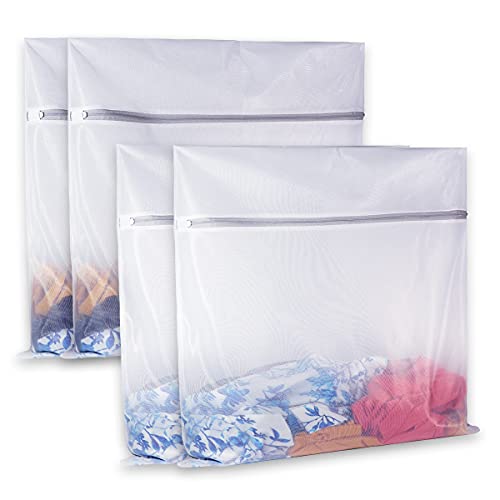 Wäschesack aus Netzstoff, strapazierfähig, feines Netzgewebe, für Waschmaschine, Reißverschluss auf der Oberseite, Unterwäsche (klicken Sie auf die Auswahl), 4er-Set (61 x 61 cm) feines Netz) von SUERIV