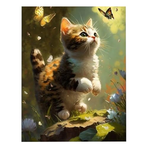 SUGSHYN Diamond Painting Diamond Painting Erwachsene 5D Diy Bilder Katze Tiere Schmetterling Diamond Painting für Dekoratio 30 * 40cm von SUGSHYN