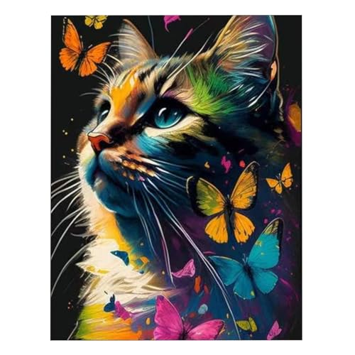 SUGSHYN Diamond Painting Diamond Painting Erwachsene 5D Diy Bilder Katze Tiere Schmetterling Glitzer Diamond Painting Leuchtend für Dekoratio 30 * 40cm von SUGSHYN