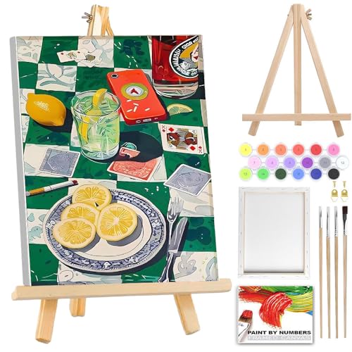 SUHEFAFA Malen Nach Zahlen Erwachsene Poker- Poker Malen nach Zahlen Diy Erwachsene Mit Holzrahmen Holzstaffelei, Acrylfarbe Leinwand und 4 Pinsel Kit Geschenk Home Haus Deko(30×40cm von SUHEFAFA