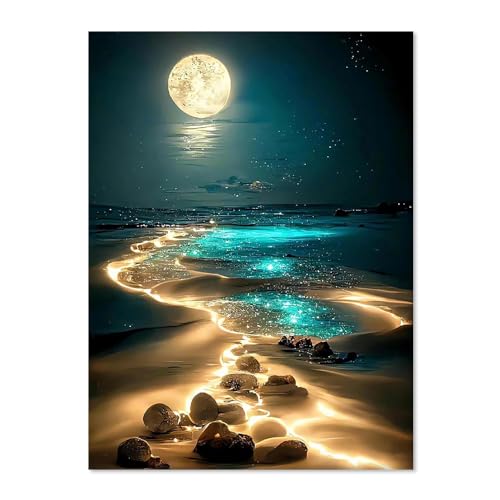 SUHEFAFA Malen Nach Zahlen Erwachsene Strand- Landschaft Malen Nach Zahlen Diy Erwachsene, Acrylfarbe Leinwand und 3 Pinsel Kit Geschenk Home Haus Deko Ohne Rahmen(40×50cm) von SUHEFAFA