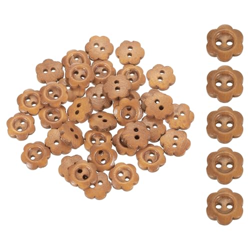 SUIKIHUM Holzknöpfe, Blumenform, 2 Löcher, zum Basteln, Häkeln, Mantel, Stoff, gewebte Tasche, Handwerk, Braun, 30 Stück SUIKIHUM Holzknöpfe, Blumenform, 2 Löcher, zum Basteln, Häkeln, Mantel, Stoff, gewebte Tasche, Handwerk, Braun, 30 Stück von SUIKIHUM