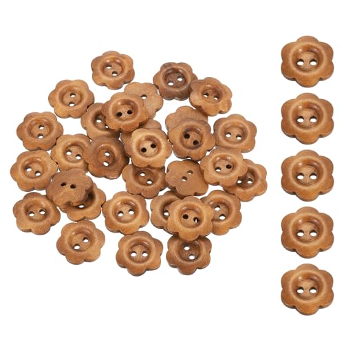 SUIKIHUM Holzknöpfe, Blumenform, 2 Löcher, zum Basteln, Häkeln, Mantel, Stoff, gewebte Tasche, Handwerk, Braun, 30 Stück SUIKIHUM Holzknöpfe, Blumenform, 2 Löcher, zum Basteln, Häkeln, Mantel, Stoff, gewebte Tasche, Handwerk, Braun, 30 Stück von SUIKIHUM