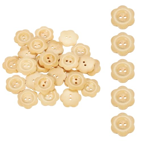 SUIKIHUM Holzknöpfe, Blumenform, 2 Löcher, zum Basteln, Häkeln, Mantel, Stoff, gewebte Tasche, Handwerk, Holzfarbe, 30 Stück SUIKIHUM Holzknöpfe, Blumenform, 2 Löcher, zum Basteln, Häkeln, Mantel, Stoff, gewebte Tasche, Handwerk, Holzfarbe, 30 Stück von SUIKIHUM