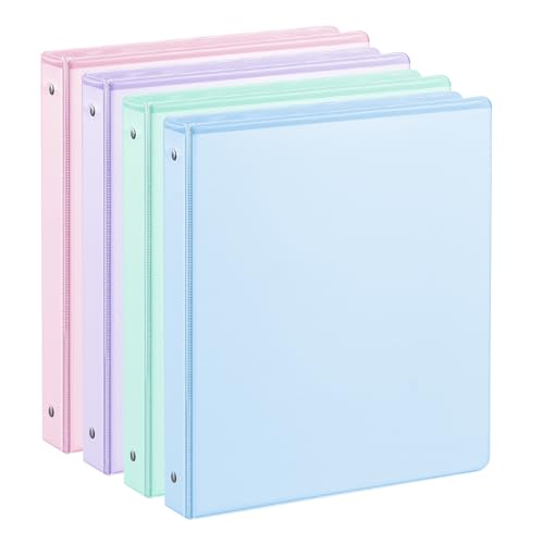 2,5 cm 3-Ringbuch mit Taschen, 200 Blatt Kapazität, 2,5 cm Ordner passend für 27,9 x 21,6 cm US-Briefgröße, verschiedene 4 Pastellfarben – ideal für Schule, Büro und Zuhause (2,5 cm) von SUIN